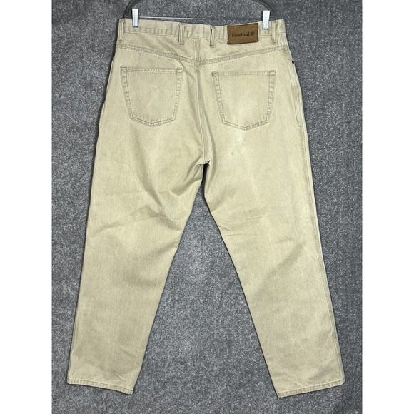 Timberland Weathergear Jeans Mens Size 38x32 Tan Denim Straight Leg Cotton - Picture 2 of 13